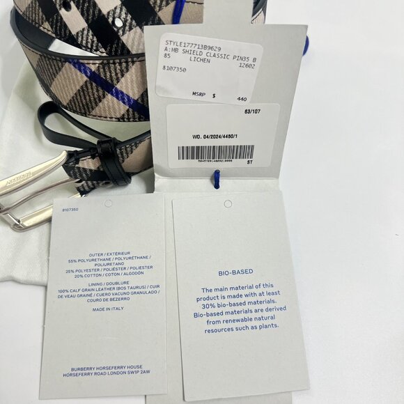 Burberry Leather Check Belt Size 85 / 34 - Picture 7 of 8